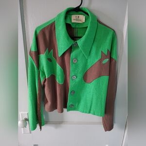 Fashion Brand Company Green and Brown Jacket
